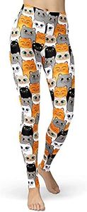 Women's Cartoon Animal Printed Leggings Ultra Soft Full Length Elastic Pants (Plus Size, Siamese Cat)