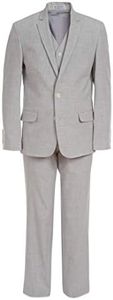 Calvin Klein Boys' 3-Piece Formal Suit Set, 20, Silver Metal