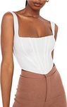 EverLove Corset Tops For Women Mesh Overbust Bustier Crop Sleeveless Bodyshaper Camis, White, Large