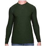 MERIWOOL Mens 100% Merino Wool Base Layer Lightweight Long Sleeve Thermal Shirt Army Green