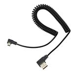 RIIEYOCA Mini USB Coiled Cable,Right Angle Mini USB Male to Left Angle USB A Male Sync & Charging Spring Spiral Cord for Mini USB Devices(1.54ft to 3.94ft)