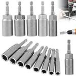 14pcs Hexagonal Sockets Set, 6-19mm Deep Socket Adapter Kit Hex Shank Nut Driver Bits Set Quick Change Nut Setter Drill Bit Set, Wrench Screw Power Tool for Drill Electric Screwdriver Handle Tools