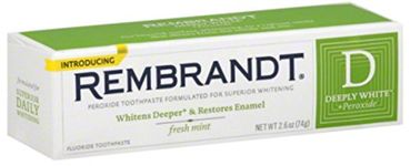 REMBRANDT Plus Premium Whitening Toothpaste with Fluoride and Peroxide Fresh Mint - 2.6 Oz