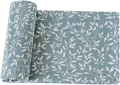 LifeTree Manta Muselina, Manta Verano Bebé 120x120 cm, Súper Suave Mantas Envolventes de Muselina Recien Nacido, 70% Bambú & 30% Algodón, Diseño de Hoja de Rama