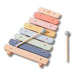 Just Bee Kids Wooden Xylophone with Beaters | Boys & Girls 12+ Months | Glockenspiel | Plastic-Free Musical Toy | Soft Pastel Baby Colours | Smooth Edges | Toddlers Children Kids Gifts