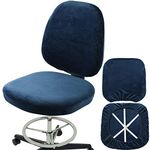 BUYUE Task Office Chair Cover, Super Soft Velvet Stretch Washable Computer Desk Armless Chair Slipcover Dustproof Protectors ( Set of Navy Blue )