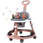 Kidsmate 360° Baby Walker for Boys & Girls | 6-24 Months | 7-Level Height Adjustment | Musical RGB Lights | Dual Tray for Food & Toys | Safe, BPA-Free & Comfortable Baby Walker (Radiant Pink)