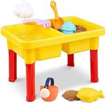 Kraftex Kids Sensory Table for Toddlers 1-3 at a Time. Use as Sand Water Toddlers, Kinetic or Bin Table. Indoor Outdoor Toddler Red, Yellow, Blue