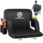 HOPERAN 25” Stadium Seats for Bleachers with Back Support, Half-fold Portable Bleacher Chairs with Back and Cushion, 600D Waterproof Reclining Extra Wide Bleacher Seat for Outdoor Sports