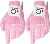 FINGER TEN Womens Ladies Golf Rain Gloves Pair Both Hand or 2 Pack Left Right Hand, Wet Hot Cool Grip, Fit Small Medium Large XL (Pink, Medium, Left)