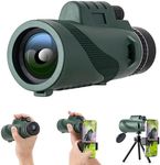 BOOMIBOO 10X42 Monoculars for Adults High Powered, FMC Multi-Layer Coated Lenses & BAK4 Prism with Smartphone Holder & Tripod, Compact Telescope for Camping Hiking Bird Watching