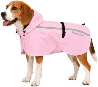 Pawdyssey Stretch Fabric Dog Raincoat with Hood, Reflective Rain Poncho for Medium Large Dogs, Adjustable Waterproof Dog Rain Jacket with Leash Opening, Pink, Medium