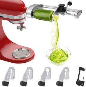 Spiralizer Attachment (5 Blades) Compatible with KitchenAid Stand Mixer, Comes with Peel, Core and Slice (Not KitchenAid Brand Spiralizer)