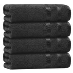 Casabella Luxury 4 Black Hand Towels Splendid Quality - 100% Cotton Hand Towels for Bathroom (50X90 CM) - 4 Black Hand Towels for Kitchen, Hotel, Gym