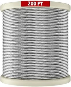 LuckIn Thickened 1/4" Stainless Steel Cable, 200ft, 7x19 Strand Aircraft Wire Rope for Yard Zipline, Deck Railing, String Lights, 6400lbs Breaking Strength