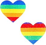 Neva Nude Pride I Heart U Nipztix Pasties Nipple Covers for Festivals, Raves, Parties, Lingerie and More, Medical Grade Adhesive, Waterproof and Sweatproof, Made in USA