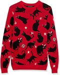 Blizzard Bay Men's All Over Kitties Ugly Christmas Sweater, Red/Black, Small