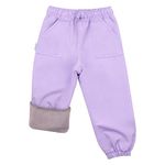 Jan & Jul Water-Proof Snow Rain Pants for Kids, Boys, Girls (Fleece-Lined: Lavender, 1T)