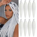 Xtrend White Braiding Hair Pre Stretched 8 Packs Kanekalon Ombre Jumbo Braiding Hair Extensions 26 Inch High Temperature Synthetic Fiber Hair Extension for Braiding Hair (60#)