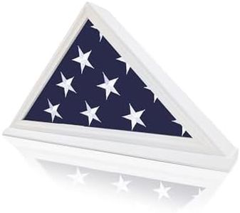 ARRAWIS Flag Display Case, Thick Bottom Edge Military Flag Box with High Transparent Glass Front, Solid Wood Wall Mounted Flag Case Shadow Box for 5'x9.5' American Veteran Burial Flag (White color)