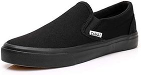 Cull4U Women's Classic Slip On Trainer Shoes, All Black, 6