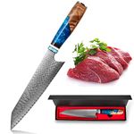 Kiritsuke Knife 8 Inch Kitchen Knife, Damascus Steel Professional Chef Knife – Razor Sharp Meat Cleaver with Ergonomic Natural Resin Handle Cooking Knife,Gift Box