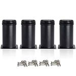 Drenky 4 Pcs Black Adjustable Legs 80mm Height Cabinet Legs Table Legs Furniture Legs, Stainless Steel Adjustable Height 0-15mm Come with Stainless Steel Screws