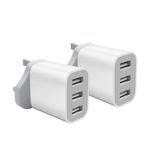 USB Plug, Multi USB Charger 5V 3A for iPhone X XR XS 8 7 6 6S Plus 5 5S 5C SE 14/14 Plus/14 Pro Max 13 12 11, AirPods, iPad, UK Multiple Wall Charging Adapter Multiport Mains Power Adaptor