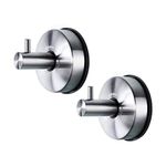 YOHOM 2Pcs Vacuum Suction Cup Hooks Holder Stick to Window Smooth Wall Shower Kitchen Bathroom Towel Hanging Hook Organizer for Towel Bathrobe and Loofah,Hooks No Drill,Brushed Silver