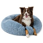 PetAmi Calming Dog Bed for Small Medium Dog Cat, Round Donut Dog Bed Washable, Fluffy Faux Fur Plush Cuddler Pet Kitten Cushion Bed, Anti-Slip, Fits up to 45 lbs, 30 inch, Dusty Blue