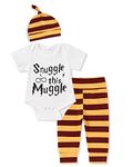 Baby Boy Clothes Snuggle This Muggle Long Short Sleeve 3PCS Girl Outfits (Short-sleeve stripe white, 6-12 Months)