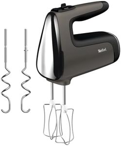 Tefal Power Mix Silence Handmixer, 600 Watt, variabler Geschwindigkeitsregler, Turbo- und Auswurf-Funktion, extrem leiser Motor, Handrührgerät inkl. 2 Rührbesen und 2 Knethaken, grau, HT650E38