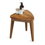 Smart FENDEE 12.6'' Tall Teak Shower Stool for Shaving, Small Foot Rest Wooden Corner Shower Bench for Inside Shower, Waterproof Round Teak Bench for Bathroom