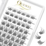 Cluster-Lashes 72 Pcs QUEWEL Individual-Lashes Wide Stem C/D Curl 8-16mm Length DIY Eyelash Extensions Individual Natural&Mega Styles Soft for Personal Makeup Use at Home (Natural-D-MIX8-16)