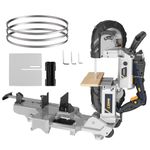 MAXXT Bandsaw with Table Saw, 10 Amp 5 Inch Deep Cut Band Saw with Lightweight Aluminum Base, Variable Speed Handheld Automatic Multipurpose Cut with Wheels Metal Saw, Portable Bandsaws for Metal Wood