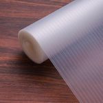 EASYHOME Multipurpose 60cm x 3m Waterproof EVA Lines Anti Slip Mat for Kitchen, Bathroom Cabinet Kitchen Drawer Shelf Mats Liner Sheets Roll, Non-Slip Fridge Mat, Table Mat (60cm x 3 Mtr Roll, Clear)