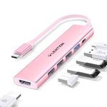 LENTION USB C Hub Multiport Adapter with 100W PD Charging, 4K HDMI, USB 3.0 & 2.0 Compatible 2023-2016 New MacBook Air/Pro, Surface/Chromebook, More, Stable Driver Certified (CB-CH17, Rose Gold)