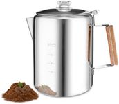 MEREZA Camping Percolator Coffee Pot 12 Cup Stove Top Coffee Percolator Non Electric Coffee Maker Camping Stainless Steel Coffee Pot Outdoors Home No Aluminum & Plastic Fast Brew