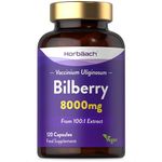 Bilberry Extract 8000mg | High Strength Bilberry Supplement | 120 Powder Capsules | Suitable for Vegetarian & Vegan | by Horbaach