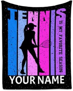 Personalized Tennis Blanket for Girls, Tennis Gifts for Women Teen, Custom Name Sport Blankets Gift for Kids Players, 60"x80" Soft Cozy Throw for Outdoor Travel, Team Room Decor