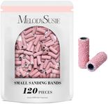 MelodySusie 120 Pcs Nail Drill Bits Small Sanding Bands for 3.1mm Mandrel Bit, 80 Coarse Grit Nail File for Acrylic Nails Gel Manicures and Pedicure, Pink (Only Sanding Bands)