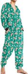 Ekouaer Mens Onesie Christmas Hoodie Fleece One Piece Pajamas Zipper Up Flannel Adult Pjs S-XXL Christmas Green M