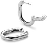 Ana Luisa Silver Hoop Earrings - Rox Small Silver | Rhodium Plated Hoops | Hypoallergenic, Water-Resistant & Tarnish-Free | Silver Hoop Earrings |100% Recycled Sterling Silver