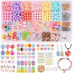 Souarts Charms Butterfly Bear Pendant Set with Accessories Beads for Threading Earrings Bracelet Necklace Key Ring Jewellery Making Set with Storage Box ( Unicorn)