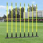 FORZA Astro Slalom Poles + Bases - 5ft/6ft High | Sports Training Slalom Poles With Spring Back | Improve Agility/Speed/Footwork | Rubber Base Included (5ft Poles, Pack of 8)