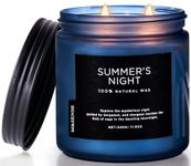 M&SENSE Summer's Night Scented Candle, 11.6oz Natural Soy Jar Candle for Home, Medium 2 Wick Candle Gifts for Men, Up to 70 Hours Burn time, Manly Candles for Bedroom