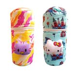 Gilli Shopee Cotton Travel Accessories Baby Bottle Covers Soft For Wide Neck & Broad Neck, Baby Milk Feeding Bottle Cover 260Ml, 250Ml With Zip Pack Of 2, Multicolour