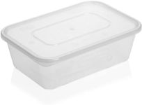 MARENT 50 x Microwave Plastic Food Takeaway Heavy Duty Satco Containers with Lids 500ml 650ml 750ml 1000ml (500)