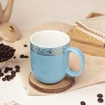 VOLA EXQUISITE STYLEWARE Sparkle Series -Porcelain Coffee Mugs | Tea/Milk Cup Made with Bone Free with Golden Border | Gift for Anniversary, Mom, Birthday, Couple (200 Ml, Color: Aspiring Blue)