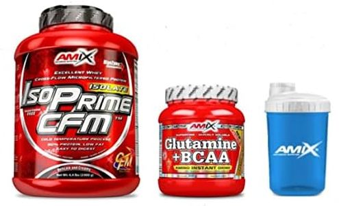 Amix Proteina Iso Prime CFM 2kg (Moca Chocolate Café) + Glutamina con bcaa 300 gr + Batidor